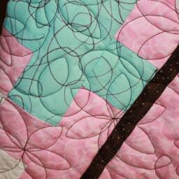 Modern Baby Girl Quilt Blanket, Baby Shower Gift, Crib Nursery Bedding, Lap Throw, Blue Pink Brown, Daisy Dreams By Michael Miller - thumbnail 4