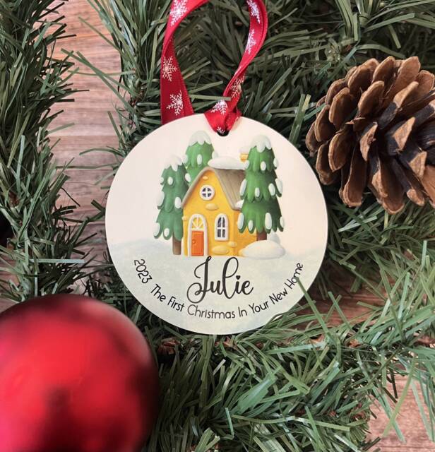 Personalised First Christmas in Your New Home Decoration, Hanging Photo Names On Bauble, Housewarming Gift, Tree D??cor