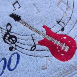 Personalised Guitar Bath Towel Embroidered Cotton Name Gift, Musician Present, Guitarist Keepsake, Monogram Gift - thumbnail 3