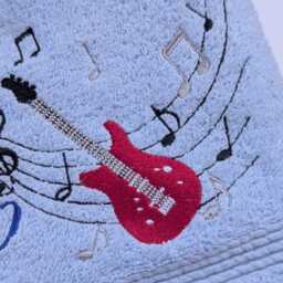 Personalised Guitar Bath Towel Embroidered Cotton Name Gift, Musician Present, Guitarist Keepsake, Monogram Gift - thumbnail 4