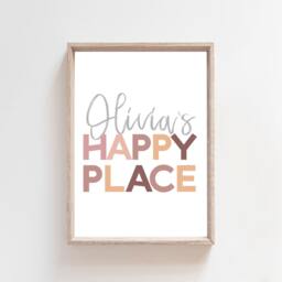 Set Of 3 Girls Nursery Wall Art, Bedroom Decor, My Happy Place, Personalised Prints, Kids Toddler - thumbnail 3