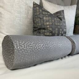 "Luxury Steel Grey Bed Cushion Bolster 16""x6" - thumbnail 1