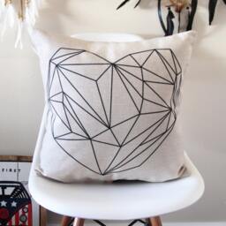 Geometric Heart Lines Design Throw Pillow Cover, Decorative Pillow, Sofa Gift, Covers - thumbnail 4