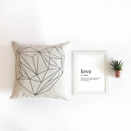 Geometric Heart Lines Design Throw Pillow Cover, Decorative Pillow, Sofa Gift, Covers - thumbnail 3
