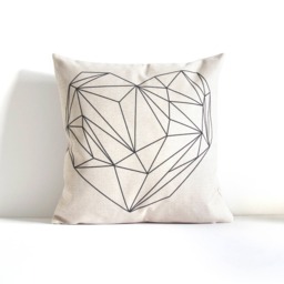 Geometric Heart Lines Design Throw Pillow Cover, Decorative Pillow, Sofa Gift, Covers - thumbnail 1