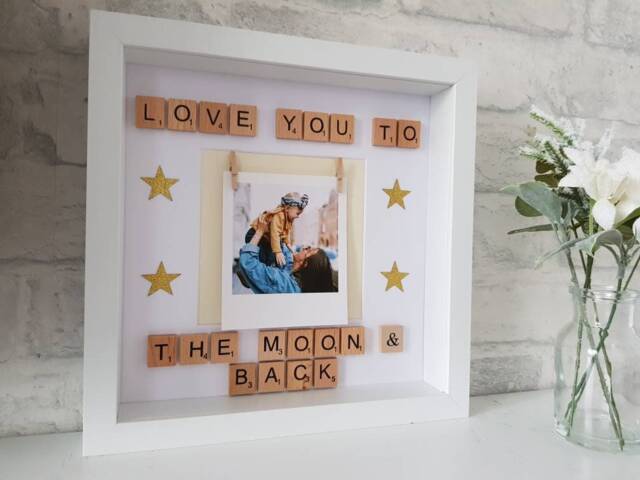 Love You To The Moon Scrabble Photo Frame Nursery Decor - image 1