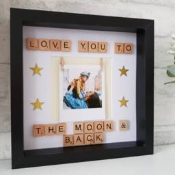 Love You To The Moon Scrabble Photo Frame Nursery Decor - thumbnail 2