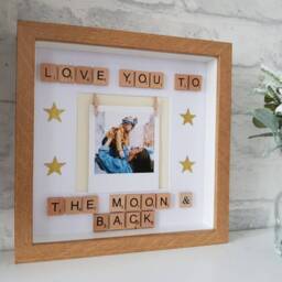 Love You To The Moon Scrabble Photo Frame Nursery Decor - thumbnail 3