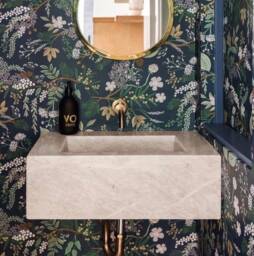 Hand Carved Gray White Marble Sink Wall Mounted Bathroom Sink