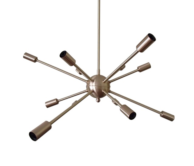 Modern Brass Chandelier - Sputnik Pendant Starburst Light Dining Room Living Bedroom Entryway Mid Century Ul Listed - image 1