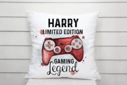 Personalised Kids Gaming Cushion, Personalized Gift For Girls Boys, Gaming Gift, Childrens Personalised Pillow - thumbnail 1