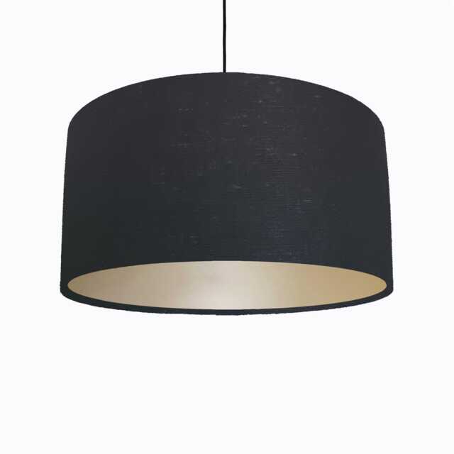 Black Lampshade in Linen With Champagne Lining - image 1