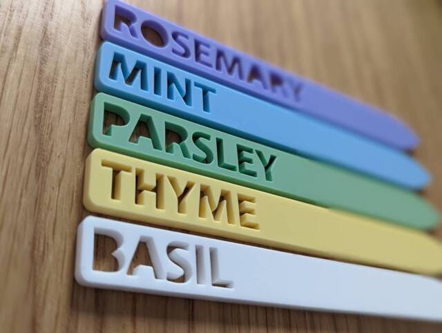 Personalized Plant Marker Garden Laser Engraved Into Pastel Acrylic, Herb Labels, Wood Plant Markers - image 1