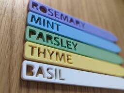 Personalized Plant Marker Garden Laser Engraved Into Pastel Acrylic, Herb Labels, Wood Plant Markers - thumbnail 1