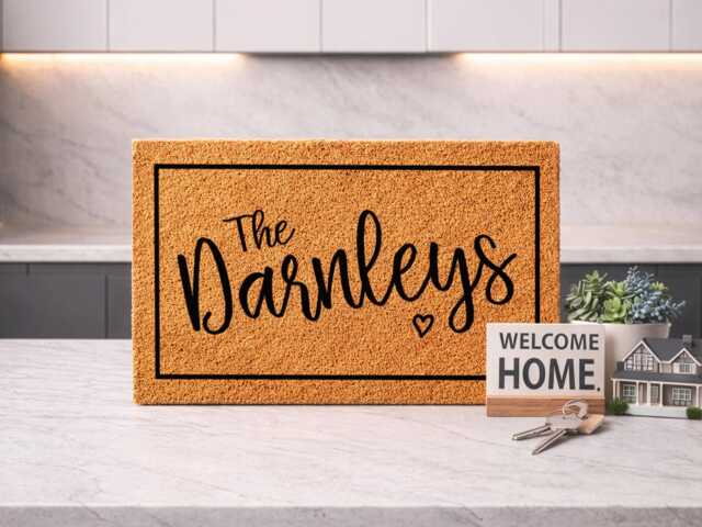 Personalised Family Name Doormat, Natural Coir Welcome Mat - image 1