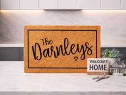 Personalised Family Name Doormat, Natural Coir Welcome Mat - thumbnail 1