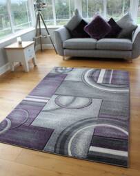 New Mauve Silver Grey Rugs Small Large Mats Modern Contemporary Design UK