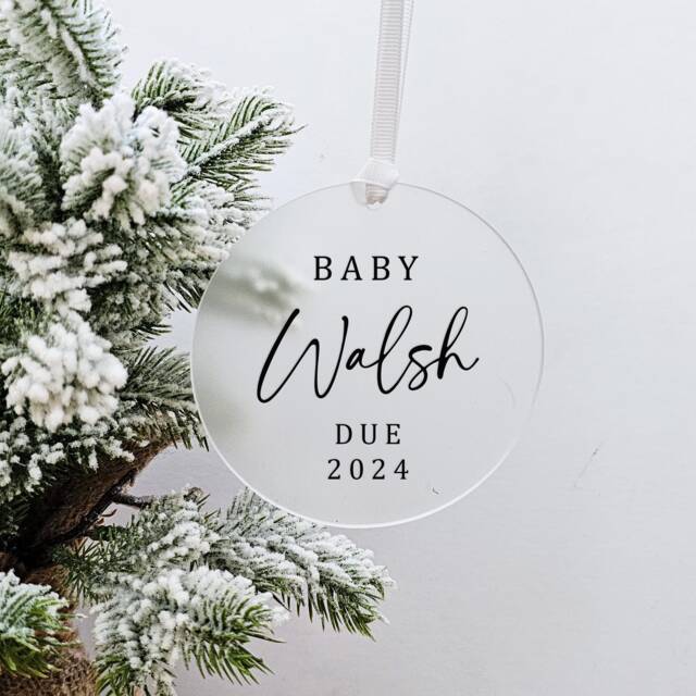 Personalised Baby Due Christmas Ornament - Pregnancy Announcement Bauble Bump's First - image 1