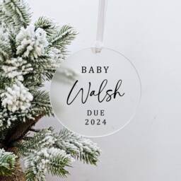 Personalised Baby Due Christmas Ornament - Pregnancy Announcement Bauble Bump's First
