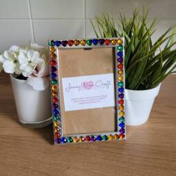 Rainbow Heart Shaped Rhinestone Photo Frame 4 X 6 Inches - thumbnail 4