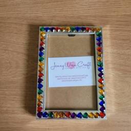 Rainbow Heart Shaped Rhinestone Photo Frame 4 X 6 Inches - thumbnail 3