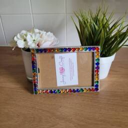 Rainbow Heart Shaped Rhinestone Photo Frame 4 X 6 Inches - thumbnail 2