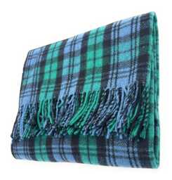Campbell Ancient Tartan Wool Blanket, Scottish Fringed Throw - thumbnail 1
