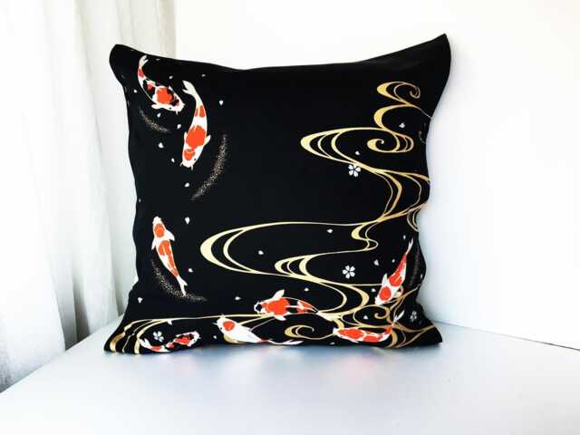 Gold Fish Pillow Cover, Kingyo Japanese Sofa Bedding Throw, Cotton Animal Pillow, Cover - image 1