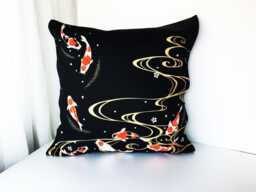 Gold Fish Pillow Cover, Kingyo Japanese Sofa Bedding Throw, Cotton Animal Pillow, Cover - thumbnail 1