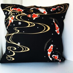 Gold Fish Pillow Cover, Kingyo Japanese Sofa Bedding Throw, Cotton Animal Pillow, Cover - thumbnail 3