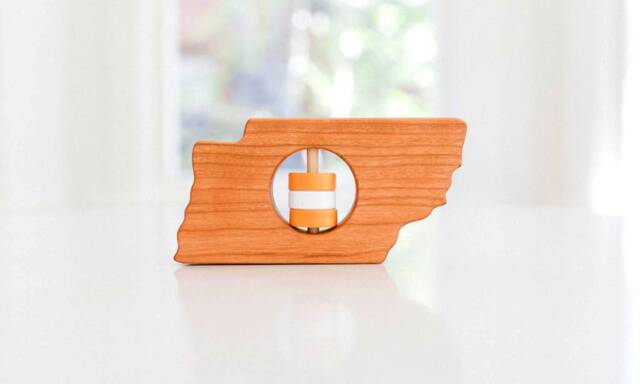 Personalized Tennessee State Baby Rattle Modern Wooden Toy - image 1