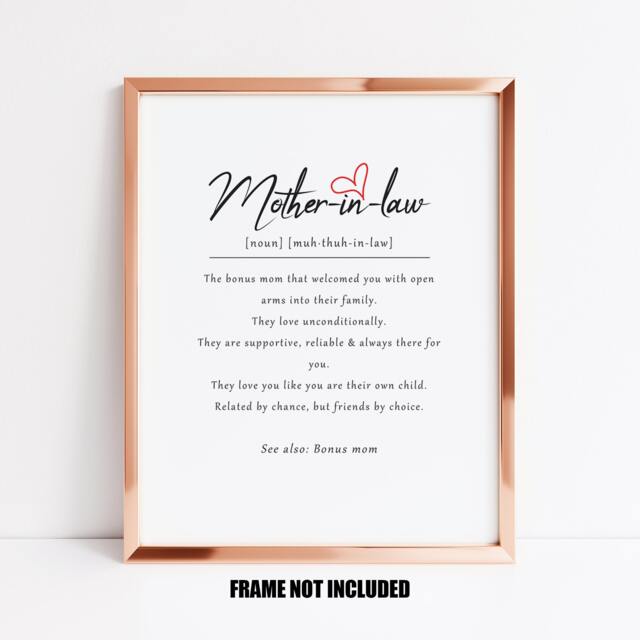 Mother in Law Definition Art Print, Gift For Mother-In-Law, Thank You Mother-In-Law Gift, On Mothers Day, Bonus Mom - image 1