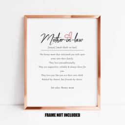Mother in Law Definition Art Print, Gift For Mother-In-Law, Thank You Mother-In-Law Gift, On Mothers Day, Bonus Mom - thumbnail 1