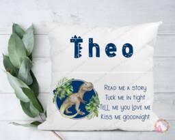 Personalised Cushion, Pocket Child Pillow, Book Holder, Pillow For Child, Sleep Aid, Dinosaur