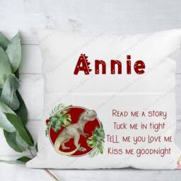 Personalised Cushion, Pocket Child Pillow, Book Holder, Pillow For Child, Sleep Aid, Dinosaur - thumbnail 2