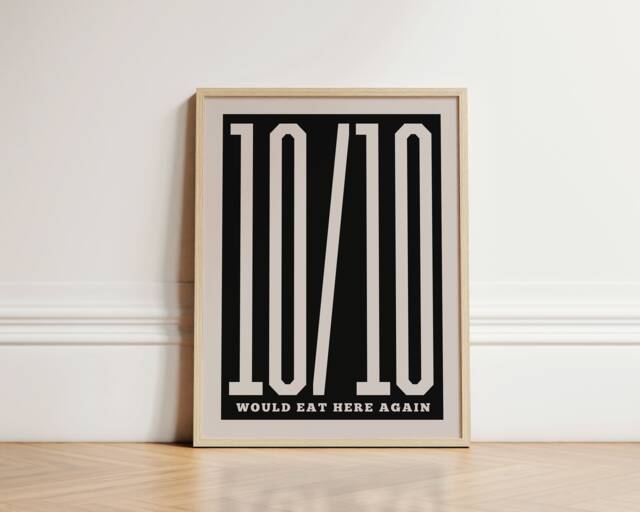 Would Eat Here Again Print, Kitchen Prints, Trendy Wall Art, Decor, Retro Quote Unframed - image 1