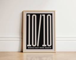 Would Eat Here Again Print, Kitchen Prints, Trendy Wall Art, Decor, Retro Quote Unframed - thumbnail 1
