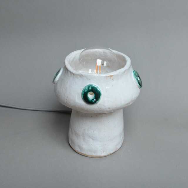 Handmade White Ceramic Table Lamp, Modern Minimalist Bedside Light, Nightstand Ambient Home Decor - image 1