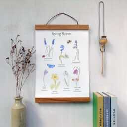 Spring Flower Canvas Wall Hanging - Botanical Art Floral School Poster Gallery Floral Print Botanical