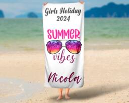 Personalised Beach Towel, Girls Holiday Towels, Hen Do Pool Custom Swim Party