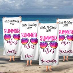 Personalised Beach Towel, Girls Holiday Towels, Hen Do Pool Custom Swim Party - thumbnail 2