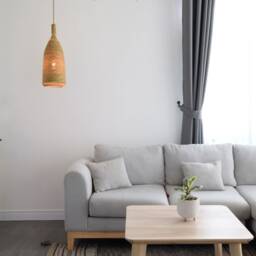 Repurposed Woven Bamboo Pendant Light Cone Bottle Shaped Wooden Chandelier Lamp - Hanging Artisan Lampshade - thumbnail 2
