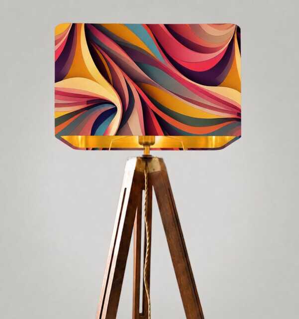 Handmade By Order Luxury Abstract Wave Pattern Multicoloured On Velvet Rounded Rectangular Lamp Shade Pendant Light All Shapes & Siz - image 1