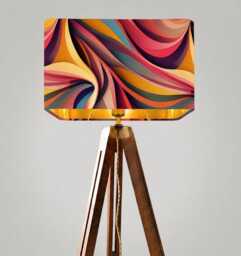 Handmade By Order Luxury Abstract Wave Pattern Multicoloured On Velvet Rounded Rectangular Lamp Shade Pendant Light All Shapes & Siz - thumbnail 1