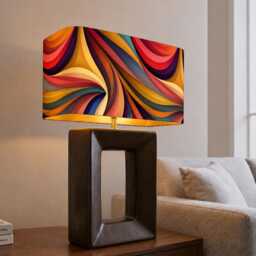 Handmade By Order Luxury Abstract Wave Pattern Multicoloured On Velvet Rounded Rectangular Lamp Shade Pendant Light All Shapes & Siz - thumbnail 2