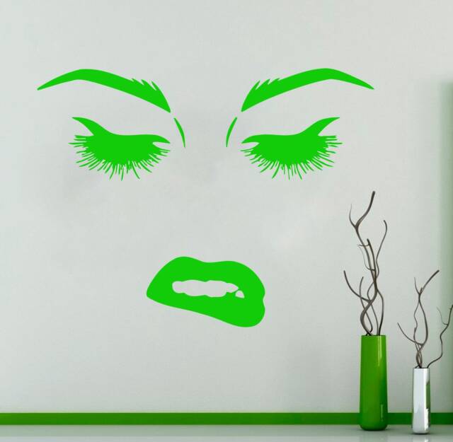 Woman Face Lashes Vinyl Wall Decal Beauty Salon Decor T56 - image 1