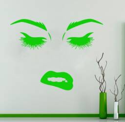 Woman Face Lashes Vinyl Wall Decal Beauty Salon Decor T56 - thumbnail 1