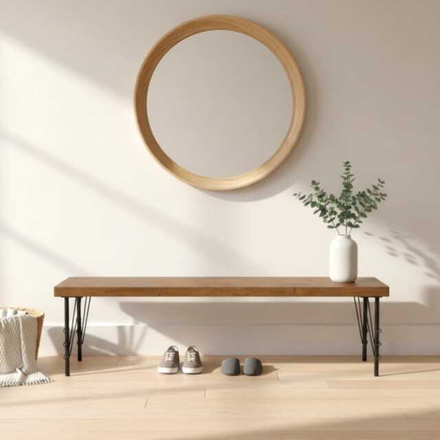 Rustic Handmade Wooden Bench, Entryway Furniture, Farmhouse Hallway Solid Wood Seating, Custom Size Dining Table Bench - image 1