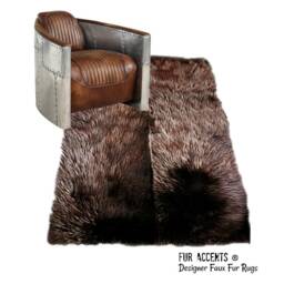 Plush Faux Sheepskin Rug - Shaggy Brown Fur Accent, Usa Made - thumbnail 4