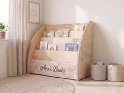 Montessori Bookshelf, Birch Plywood Kids Bookcase, Fully Assembled, Handmade Uk, Nursery Forward Facing Book Display - Assembled - thumbnail 1